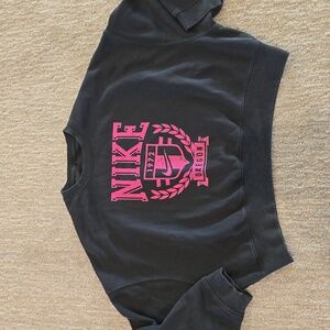Nike Cropped Black Sweatshirt with Pink Logo
